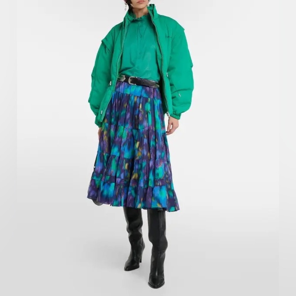 Isabel MARANT ETOILE Elfa Printed Midi Skirt size 36 blue/green print sz small - Picture 4 of 16